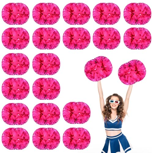 20 Stück Cheerleader-Pompons, 13,8 Zoll, Sporttanz für Teamgeist im Sport, Anfeuern mit Griff (Gemischte Rose Rot) von YUANHUYUOU