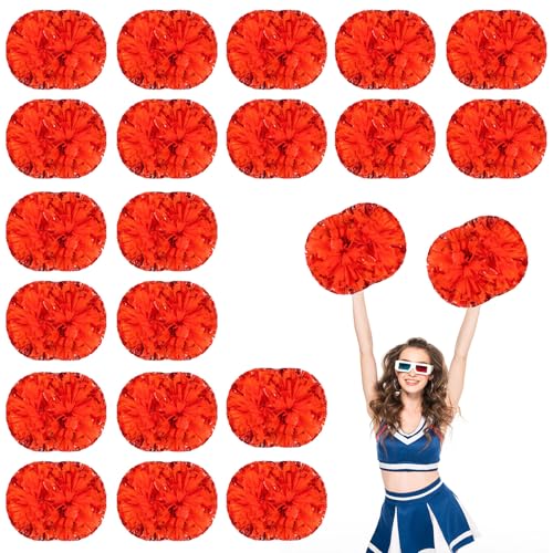 20 Stück Cheerleader-Pompons, 13,8 Zoll, Sporttanz für Teamgeist im Sport, Anfeuern mit Griff (Gemischtes Rot) von YUANHUYUOU