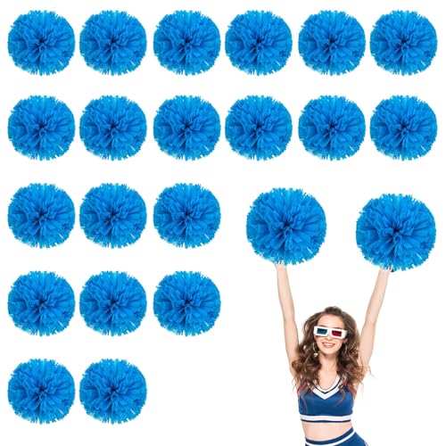 20 Stück Cheerleader-Pompons, 13,8 Zoll, Sporttanz für den Teamgeist im Sport, mit Griffringen (Blau) von YUANHUYUOU