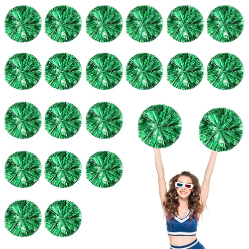 20 Stück Cheerleader-Pompons, 13,8 Zoll, Sporttanz für den Teamgeist im Sport, mit Griffringen (Grün) von YUANHUYUOU