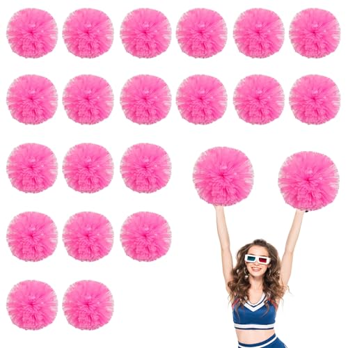 20 Stück Cheerleader-Pompons, 13,8 Zoll, Sporttanz für den Teamgeist im Sport, mit Griffringen (Rosa) von YUANHUYUOU