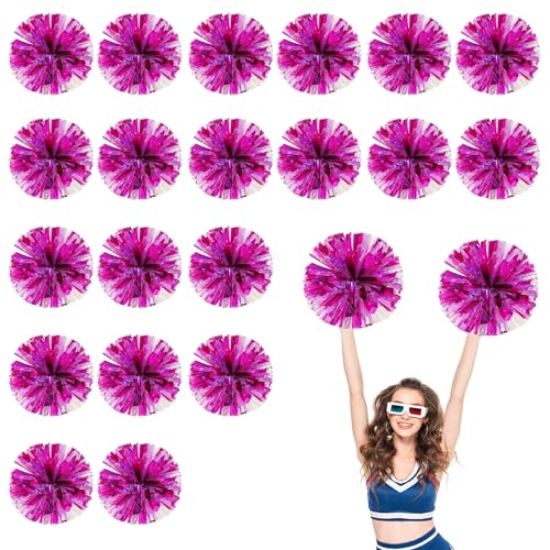 20 Stück Cheerleader-Pompons, 13,8 Zoll, Sporttanz für den Teamgeist im Sport, mit Griffringen (Schau + Pulver) von YUANHUYUOU