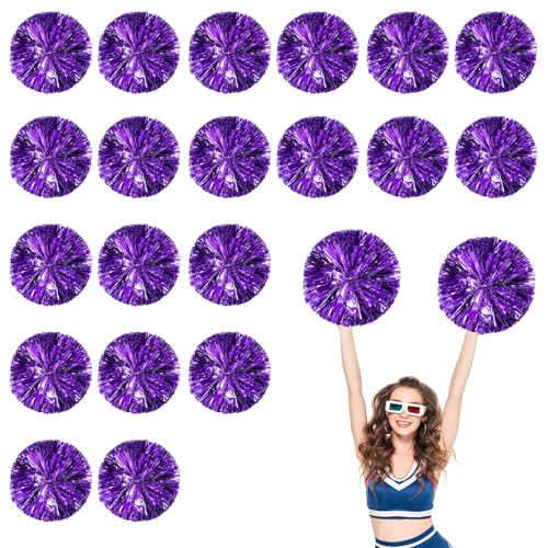 20 Stück Cheerleader-Pompons, 13,8 Zoll, Sporttanz für den Teamgeist im Sport, mit Griffringen (Violett) von YUANHUYUOU