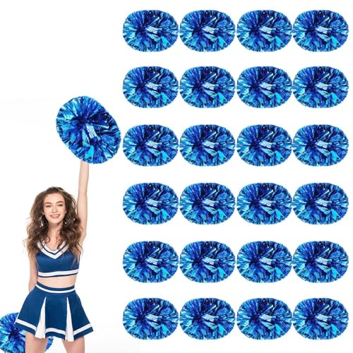 24 PCS Pompons Cheerleading, 13,8 Zoll Sport Team Spirits Cheering Squad Tanztraining mit Griff (Blau) von YUANHUYUOU