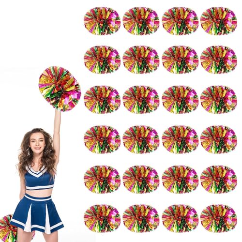 24 PCS Pompons Cheerleading, 13,8 Zoll Sport Team Spirits Cheering Squad Tanztraining mit Griff (Farbe) von YUANHUYUOU