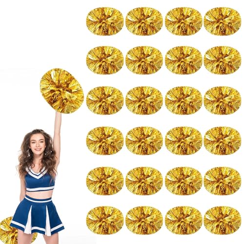 24 PCS Pompons Cheerleading, 13,8 Zoll Sport Team Spirits Cheering Squad Tanztraining mit Griff (Goldene) von YUANHUYUOU