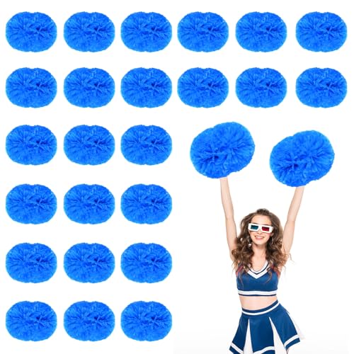 24 Stück Cheerleading-Pompons, 13,8 Zoll, für Sportteams, Tanztraining und Partyfeiern mit Griff (Blau) von YUANHUYUOU