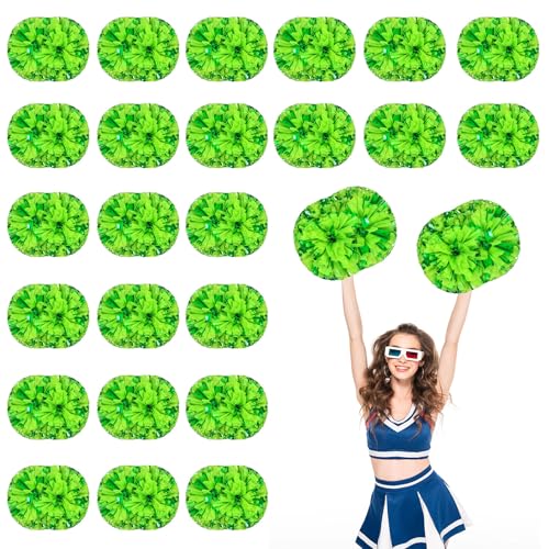 24 Stück Cheerleading-Pompons, 13,8 Zoll, für Sportteams, Tanztraining und Partyfeiern mit Griff (Grün gemischt) von YUANHUYUOU
