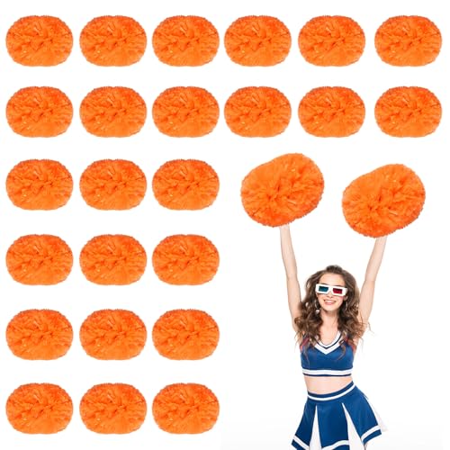 24 Stück Cheerleading-Pompons, 13,8 Zoll, für Sportteams, Tanztraining und Partyfeiern mit Griff (Orange) von YUANHUYUOU