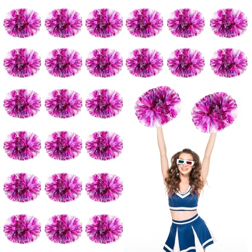 24 Stück Cheerleading-Pompons, 13,8 Zoll, für Sportteams, Tanztraining und Partyfeiern mit Griff (Schau + Pulver) von YUANHUYUOU