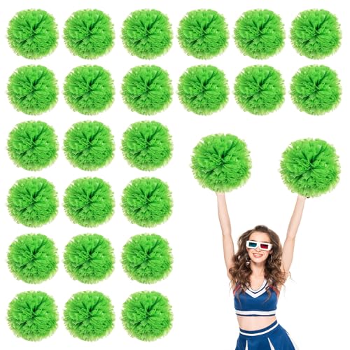 24 Stück Cheerleading-Pompons, 13,8 Zoll, für Sportteams, Tanztraining und Partyfeiern mit Griffringen (Grün) von YUANHUYUOU