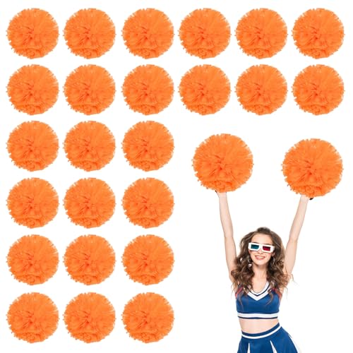 24 Stück Cheerleading-Pompons, 13,8 Zoll, für Sportteams, Tanztraining und Partyfeiern mit Griffringen (Orange) von YUANHUYUOU