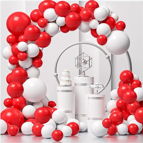 127-teiliges rot-weißes Ballon-Bogen-Girlanden-Set, 45,7 cm, 30,7 cm, rot und weiß, Latexballon, Party-Dekorationsset für Weihnachten, Valentinstag, Babyparty, Hochzeit, Jahrestag (rot weiß) von YUANJIASHUN YAO