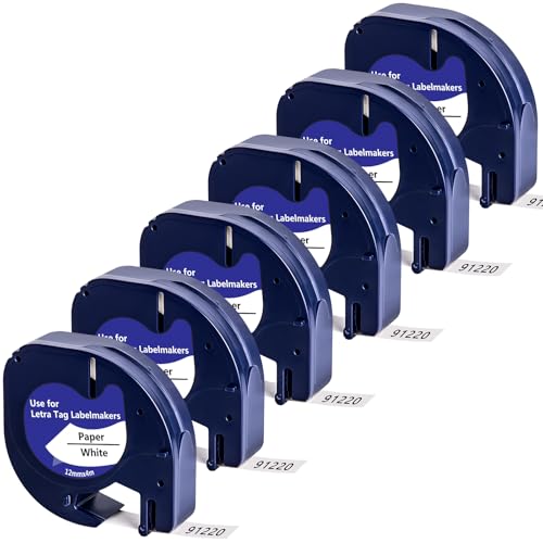 6x Yuanqimm Kompatible für Dymo Letratag 12mm x 4m 91220 A91220 Etikettenband Paper White 12mm S0721510 Schwarz auf Weiß Band für Dymo Letratag XR LT-100H LT-100T LT-110T XM QX50 2000 200B 6x Yuanqimm Kompatible für Dymo Letratag 12mm x 4m 91220 A91220 Etikettenband Paper White 12mm S0721510 Schwarz auf Weiß Band für Dymo Letratag XR LT-100H LT-100T LT-110T XM QX50 2000 200B von YUANQIMM
