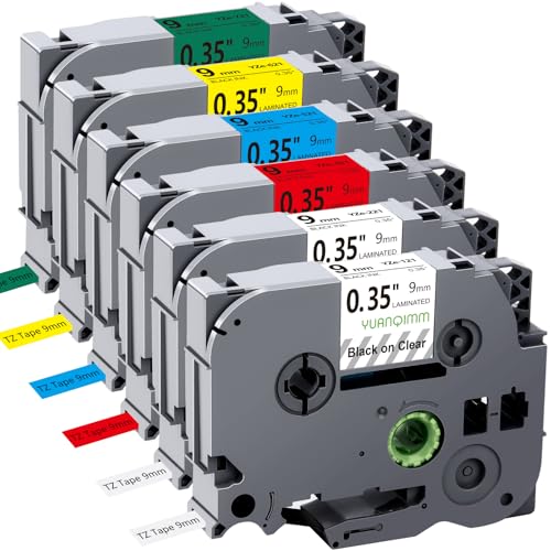 Yuanqimm Kompatibel für Brother P-touch Bänder 9mm TZe-221 TZe-121 TZe-421 TZe-521 TZe-621 TZe-721 Laminiert Etikettenband für 9mm 0,35 Schriftband PT-H105 H107 H101 H110 H200 PT-D400 CUBE, 6er Pack Yuanqimm Kompatibel für Brother P-touch Bänder 9mm TZe-221 TZe-121 TZe-421 TZe-521 TZe-621 TZe-721 Laminiert Etikettenband für 9mm 0,35 Schriftband PT-H105 H107 H101 H110 H200 PT-D400 CUBE, 6er Pack von YUANQIMM