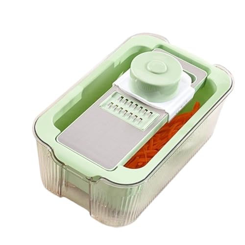 Gemüseschneider Slicer Dicer mit doppelschichtigem Drainagekorb, Edelstahlklingen für Zwiebelkartoffel, Karotte, Gurke Gemüseschneider Slicer Dicer mit doppelschichtigem Drainagekorb, Edelstahlklingen für Zwiebelkartoffel, Karotte, Gurke von YUANYIYS