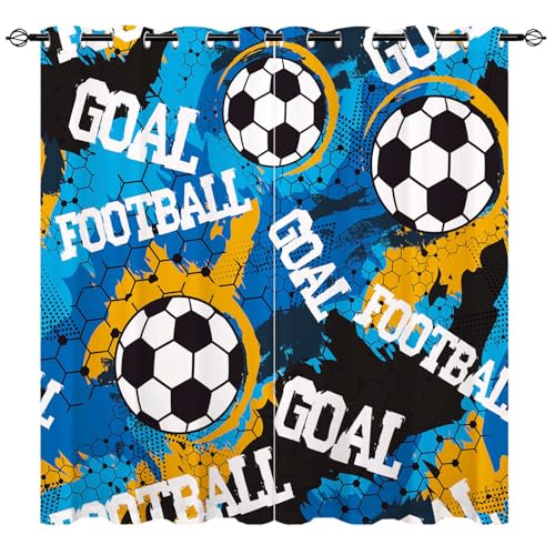 YUANZU Fußball Vorhänge Abstrakte Geometrische Sport Ösen Gardinen mit Blickdichte Vorhang Kälteschutz Blackout Curtain Kinderzimmer Schlafzimmer Verdunkelung Fenster, 2 Stück, H 114 x B 132 cm YUANZU Fußball Vorhänge Abstrakte Geometrische Sport Ösen Gardinen mit Blickdichte Vorhang Kälteschutz Blackout Curtain Kinderzimmer Schlafzimmer Verdunkelung Fenster, 2 Stück, H 114 x B 132 cm von YUANZU