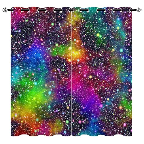 YUANZU Galaxie Vorhänge Raum Thema Bunt Nebel Universum Ösen Gardinen mit Blickdichte Vorhang Kälteschutz Blackout Curtain Kinderzimmer Schlafzimmer Verdunkelung Fenster, 2 Stück, H 137 x B 132 cm von YUANZU