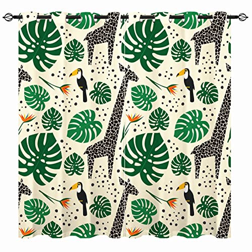 YUANZU Giraffen Vorhänge Tukan Dschungel Safari Tier Ösen Gardinen mit Blickdichte Thermo Vorhang Kälteschutz Blackout Curtain Kinderzimmer Schlafzimmer Verdunkelung Fenster, 2 Stück, H 160 x B 132 cm YUANZU Giraffen Vorhänge Tukan Dschungel Safari Tier Ösen Gardinen mit Blickdichte Thermo Vorhang Kälteschutz Blackout Curtain Kinderzimmer Schlafzimmer Verdunkelung Fenster, 2 Stück, H 160 x B 132 cm von YUANZU