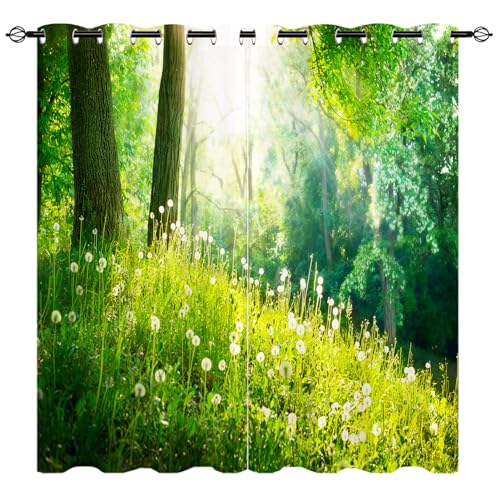 YUANZU Natur Vorhänge Frühling Park mit grünem Gras Bäumen Ösen Gardinen mit Blickdichte Vorhang Kälteschutz Blackout Curtain Wohnzimmer Schlafzimmer Verdunkelung Fenster, 2 Stück, H 114 x B 132 cm YUANZU Natur Vorhänge Frühling Park mit grünem Gras Bäumen Ösen Gardinen mit Blickdichte Vorhang Kälteschutz Blackout Curtain Wohnzimmer Schlafzimmer Verdunkelung Fenster, 2 Stück, H 114 x B 132 cm von YUANZU