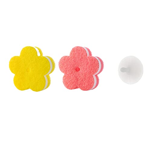 YUANstore 2 x Reinigungsschwamm Schwamm, magischer Radiergummi in Blumenform, Scheuerschwamm, doppelseitig, mit Saugnapf von YUANstore
