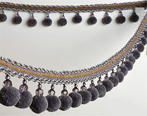 Fransenbesatz aus Spitze, Bommelperlen, Fransenquasten, Zopf, Jacquardband, Nähbesatz for Vorhang, Tisch, Hochzeit, dekoriert, 1 Yard, Dunkelgrau Fransenbesatz aus Spitze, Bommelperlen, Fransenquasten, Zopf, Jacquardband, Nähbesatz for Vorhang, Tisch, Hochzeit, dekoriert, 1 Yard, Dunkelgrau von YUBAOLI