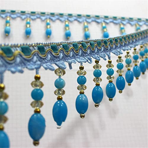 Fransenbesatz aus Spitze, geflochtene Perlen, hängende Kugelquaste, Fransenbesatz, Applikation, Stoffband, Vorhang, Tisch, Hochzeit, dekoriert, 91,4 cm, Blau Fransenbesatz aus Spitze, geflochtene Perlen, hängende Kugelquaste, Fransenbesatz, Applikation, Stoffband, Vorhang, Tisch, Hochzeit, dekoriert, 91,4 cm, Blau von YUBAOLI