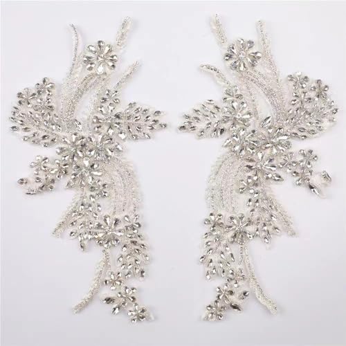 Stoffapplikationen for Nähen, Stickapplikationen, 3D-Blumen, Pailletten, Quaste, bestickte Applikationen, Netz-Spitzenbesatz, Kragen, Aufnäher for Hochzeitsdekoration, Kleid, DIY(White) von YUBAOLI