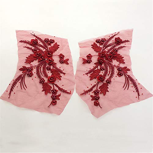 Stoffapplikationen for Nähen, Stickapplikationen, 3D-Stickpatch, 3D-Blumenspitzenapplikation mit Perlen, Stickerei-Spitzenmotiv-Patch for Nähen von Applikationen for Brautkleider, Abendkleider, Schlei Stoffapplikationen for Nähen, Stickapplikationen, 3D-Stickpatch, 3D-Blumenspitzenapplikation mit Perlen, Stickerei-Spitzenmotiv-Patch for Nähen von Applikationen for Brautkleider, Abendkleider, Schlei von YUBAOLI