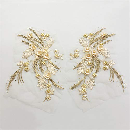 Stoffapplikationen for Nähen, Stickapplikationen, 3D-Stickpatch, 3D-Blumenspitzenapplikation mit Perlen, Stickerei-Spitzenmotiv-Patch for Nähen von Applikationen for Brautkleider, Abendkleider, Schlei Stoffapplikationen for Nähen, Stickapplikationen, 3D-Stickpatch, 3D-Blumenspitzenapplikation mit Perlen, Stickerei-Spitzenmotiv-Patch for Nähen von Applikationen for Brautkleider, Abendkleider, Schlei von YUBAOLI