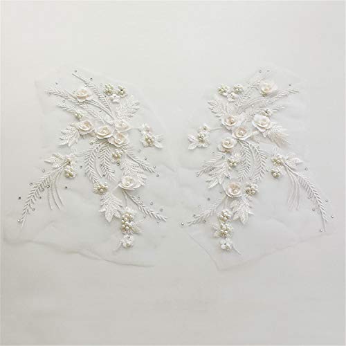 Stoffapplikationen for Nähen, Stickapplikationen, 3D-Stickpatch, 3D-Blumenspitzenapplikation mit Perlen, Stickerei-Spitzenmotiv-Patch for Nähen von Applikationen for Brautkleider, Abendkleider, Schlei Stoffapplikationen for Nähen, Stickapplikationen, 3D-Stickpatch, 3D-Blumenspitzenapplikation mit Perlen, Stickerei-Spitzenmotiv-Patch for Nähen von Applikationen for Brautkleider, Abendkleider, Schlei von YUBAOLI