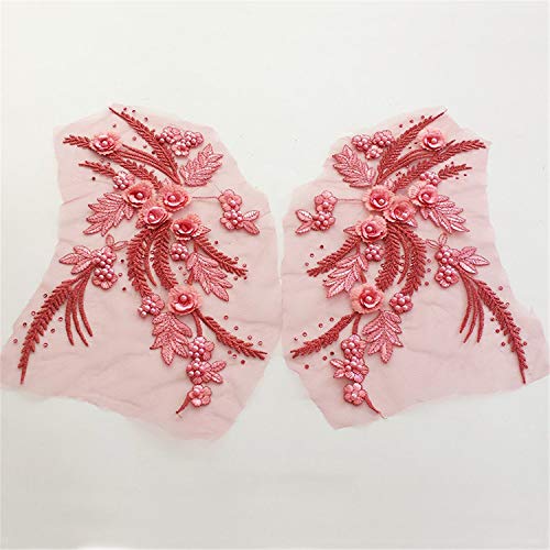 Stoffapplikationen for Nähen, Stickapplikationen, 3D-Stickpatch, 3D-Blumenspitzenapplikation mit Perlen, Stickerei-Spitzenmotiv-Patch for Nähen von Applikationen for Brautkleider, Abendkleider, Schlei Stoffapplikationen for Nähen, Stickapplikationen, 3D-Stickpatch, 3D-Blumenspitzenapplikation mit Perlen, Stickerei-Spitzenmotiv-Patch for Nähen von Applikationen for Brautkleider, Abendkleider, Schlei von YUBAOLI