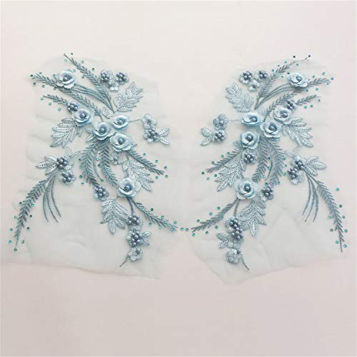 Stoffapplikationen for Nähen, Stickapplikationen, 3D-Stickpatch, 3D-Blumenspitzenapplikation mit Perlen, Stickerei-Spitzenmotiv-Patch for Nähen von Applikationen for Brautkleider, Abendkleider, Schlei Stoffapplikationen for Nähen, Stickapplikationen, 3D-Stickpatch, 3D-Blumenspitzenapplikation mit Perlen, Stickerei-Spitzenmotiv-Patch for Nähen von Applikationen for Brautkleider, Abendkleider, Schlei von YUBAOLI