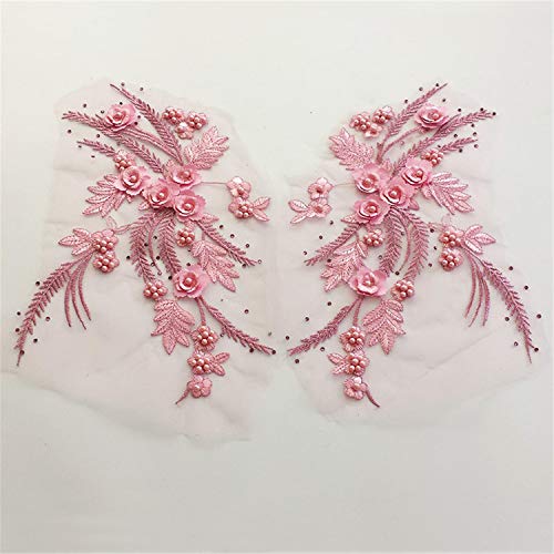 Stoffapplikationen for Nähen, Stickapplikationen, 3D-Stickpatch, 3D-Blumenspitzenapplikation mit Perlen, Stickerei-Spitzenmotiv-Patch for Nähen von Applikationen for Brautkleider, Abendkleider, Schlei Stoffapplikationen for Nähen, Stickapplikationen, 3D-Stickpatch, 3D-Blumenspitzenapplikation mit Perlen, Stickerei-Spitzenmotiv-Patch for Nähen von Applikationen for Brautkleider, Abendkleider, Schlei von YUBAOLI