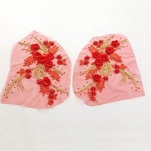 Stoffapplikationen for Nähen, Stickapplikationen, 3D-Stickpatch, 3D-Blumenspitzenapplikation mit Perlen, Stickerei-Spitzenmotiv-Patch for Nähen von Applikationen for Brautkleider, Abendkleider, Schlei Stoffapplikationen for Nähen, Stickapplikationen, 3D-Stickpatch, 3D-Blumenspitzenapplikation mit Perlen, Stickerei-Spitzenmotiv-Patch for Nähen von Applikationen for Brautkleider, Abendkleider, Schlei von YUBAOLI