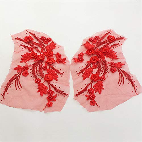 Stoffapplikationen for Nähen, Stickapplikationen, 3D-Stickpatch, 3D-Blumenspitzenapplikation mit Perlen, Stickerei-Spitzenmotiv-Patch for Nähen von Applikationen for Brautkleider, Abendkleider, Schlei Stoffapplikationen for Nähen, Stickapplikationen, 3D-Stickpatch, 3D-Blumenspitzenapplikation mit Perlen, Stickerei-Spitzenmotiv-Patch for Nähen von Applikationen for Brautkleider, Abendkleider, Schlei von YUBAOLI