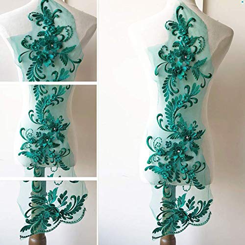 Stoffapplikationen for Nähen, zarte Kristall-3D-Blumen-Spitzenapplikation, Stickerei-Spitzenmotiv mit Perlendetails, Nähflicken for Abendkleider, Tanzkostüme(Emerald) von YUBAOLI