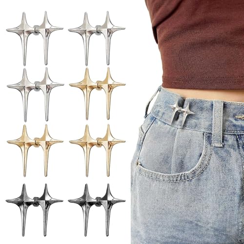 YUBBYSTU 8 Pairs süße Jeansknöpfe mit Kreuz-Stern, Vier-Punkt Stern Silber festziehen Taille Knöpfe, Kein Nähen Einstellbare Knopf Pins, Perfekter Knopf Justierer für Jeans, Hosen, Röcke, Kleidung YUBBYSTU 8 Pairs süße Jeansknöpfe mit Kreuz-Stern, Vier-Punkt Stern Silber festziehen Taille Knöpfe, Kein Nähen Einstellbare Knopf Pins, Perfekter Knopf Justierer für Jeans, Hosen, Röcke, Kleidung von YUBBYSTU