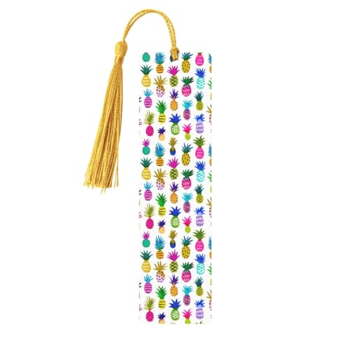 Holz-Lesezeichen mit Regenbogen-Ananas-Druck, niedliche Lesezeichen, Etiketten-Ornament für Dekoration, Handwerk, Dekorationen zum Lesen, 5 Stück Holz-Lesezeichen mit Regenbogen-Ananas-Druck, niedliche Lesezeichen, Etiketten-Ornament für Dekoration, Handwerk, Dekorationen zum Lesen, 5 Stück von YUBVCF