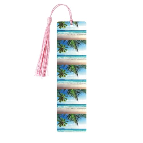 Lesezeichen aus Holz, Motiv: tropische Palme, Hawaii, Strand, niedliche Lesezeichen, Etikett, Ornament für Dekoration, Handwerk, Dekorationen zum Lesen, 5 Stück von YUBVCF