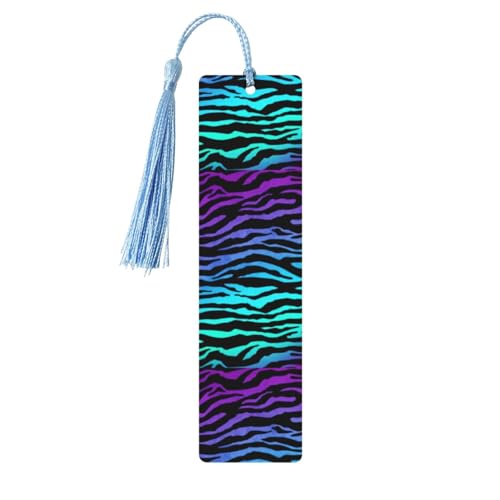 Lesezeichen aus Holz, Zebrastreifen, Blau, Camouflage, 5 Stück, niedliche Lesezeichen, Etikett, Ornament für Dekoration, Handwerk, Dekorationen zum Lesen von YUBVCF
