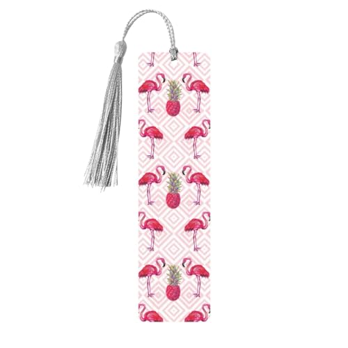 Lesezeichen aus Holz mit rosa Flamingo-Ananas-Druck, niedliche Lesezeichen, Etikett, Ornament für Dekoration, Handwerk, Dekorationen zum Lesen, 5 Stück von YUBVCF