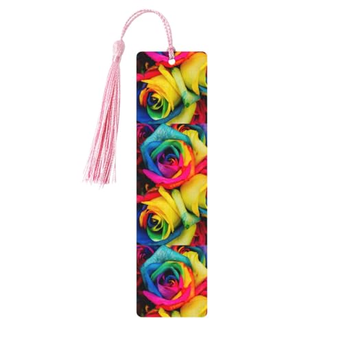 Lesezeichen mit Regenbogen-Rosen-Druck, niedliche Lesezeichen, Etikett, Ornament für Dekoration, Handwerk, Dekorationen zum Lesen, 5 Stück Lesezeichen mit Regenbogen-Rosen-Druck, niedliche Lesezeichen, Etikett, Ornament für Dekoration, Handwerk, Dekorationen zum Lesen, 5 Stück von YUBVCF