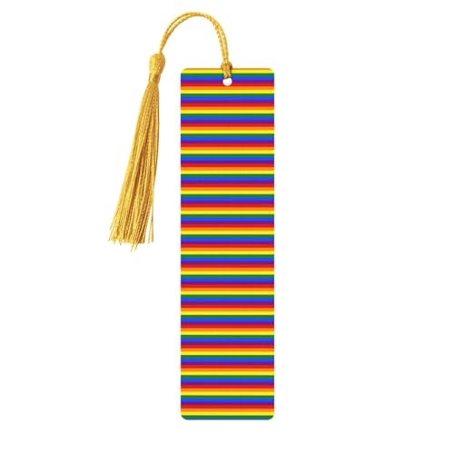 Regenbogenmuster-Druck, Holz-Lesezeichen, niedliche Lesezeichen, Etiketten-Ornament für Dekoration, Handwerk, Dekorationen zum Lesen, 5 Stück von YUBVCF
