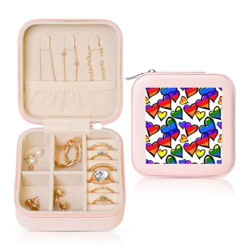 YUBVCF Regenbogenfarbene Gay-Pride-Herz-Druck, stilvolle Schmuckschatulle, Ringbox, Premium, wunderschön für Hochzeit, Verlobung YUBVCF Regenbogenfarbene Gay-Pride-Herz-Druck, stilvolle Schmuckschatulle, Ringbox, Premium, wunderschön für Hochzeit, Verlobung von YUBVCF