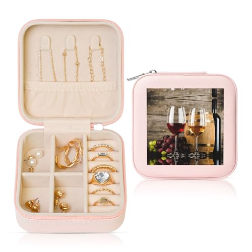 YUBVCF Rotwein-Galsse und Trauben mit Holzdruck, stilvolle Schmuckschatulle, Ringbox, Premium, wunderschön für Hochzeit, Verlobung YUBVCF Rotwein-Galsse und Trauben mit Holzdruck, stilvolle Schmuckschatulle, Ringbox, Premium, wunderschön für Hochzeit, Verlobung von YUBVCF