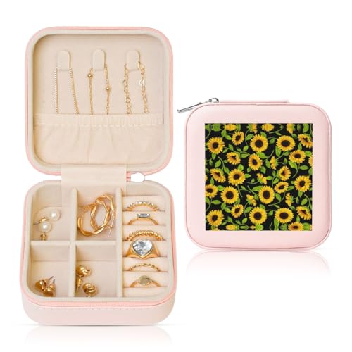YUBVCF Schöne Schmuckschatulle mit Sonnenblumendruck, stilvolle Schmuckschatulle, Ringbox, Premium, wunderschön für Hochzeit, Verlobung YUBVCF Schöne Schmuckschatulle mit Sonnenblumendruck, stilvolle Schmuckschatulle, Ringbox, Premium, wunderschön für Hochzeit, Verlobung von YUBVCF
