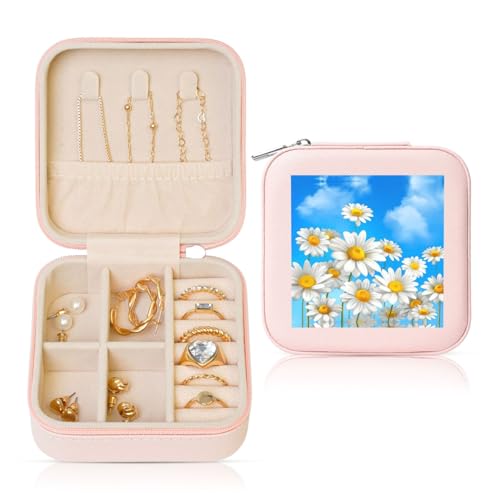 YUBVCF Stilvolle Schmuckschatulle mit Gänseblümchen-Druck, Ringbox, Premium, wunderschön für Hochzeit, Verlobung YUBVCF Stilvolle Schmuckschatulle mit Gänseblümchen-Druck, Ringbox, Premium, wunderschön für Hochzeit, Verlobung von YUBVCF