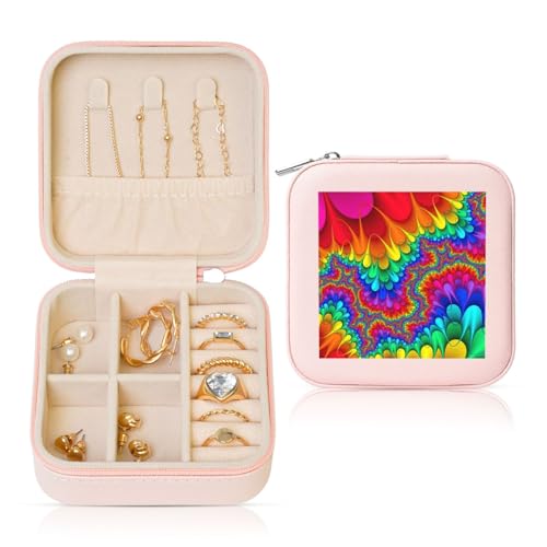 YUBVCF Stilvolle Schmuckschatulle mit Regenbogen-Batik-rotem Druck, Ringbox, Premium, wunderschön für Hochzeit, Verlobung YUBVCF Stilvolle Schmuckschatulle mit Regenbogen-Batik-rotem Druck, Ringbox, Premium, wunderschön für Hochzeit, Verlobung von YUBVCF