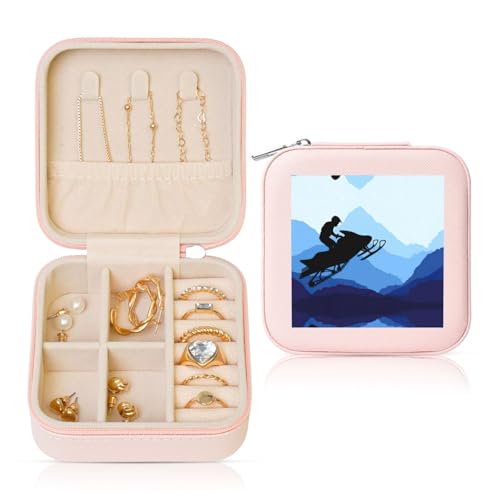 YUBVCF Stilvolle Schmuckschatulle mit Schneemobil bedruckt, Ringbox, Premium, wunderschön für Hochzeit, Verlobung von YUBVCF